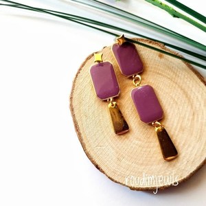 Purple earrings - επιχρυσωμένα, ορείχαλκος, κρεμαστά