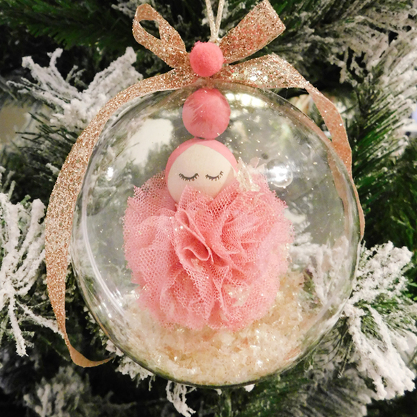 Χριστουγεννιάτικη κοριτσίστικη μπάλα με κολιέ - δώρο, χριστουγεννιάτικο, στολίδια, μπάλες - 2