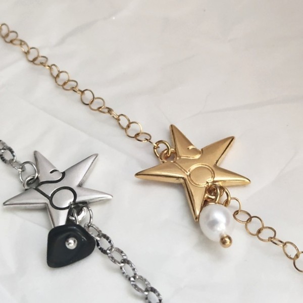 Lucky charm "star bracelet" - δώρο, ατσάλι, επιχρύσωση 14κ