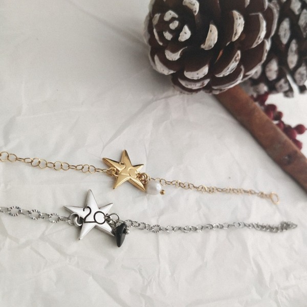 Lucky charm "star bracelet" - δώρο, ατσάλι, επιχρύσωση 14κ - 2