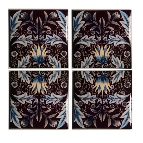 Κεραμικό σουβέρ Art Nouveau σετ 4 τεμάχια - vintage, σουβέρ, είδη σερβιρίσματος - 2