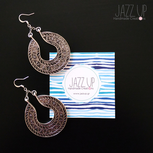 "Flower of Life Earrings" - Boho κρεμαστά σκουλαρίκια - επάργυρα, boho, μπρούντζος, κρεμαστά, μεγάλα, γάντζος - 2