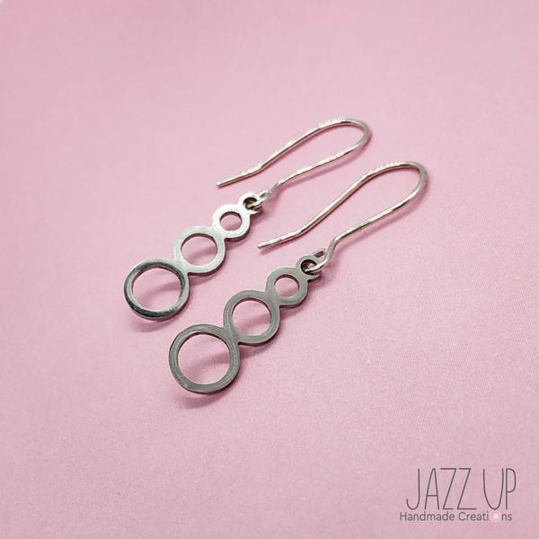 "Triple Circle Earrings" - Μινιμαλ κρεμαστά σκουλαρίκια - ασήμι 925, minimal, ατσάλι, κρεμαστά, φθηνά - 3