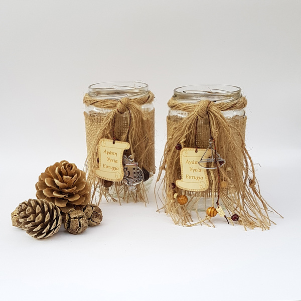 Διακοσμητική Γυάλα με λινάτσα και γούρια για Χριστούγεννα (Ρόδι) - διακοσμητικά, χριστούγεννα, χριστουγεννιάτικα δώρα, ξύλινα διακοσμητικά, στολισμός τραπεζιού - 5