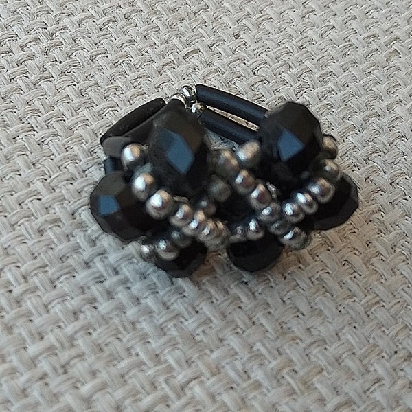 δαχτυλίδι μαύρο-ασημί με κρύσταλλα swarovski - swarovski, χάντρες, σταθερά, μεγάλα, φθηνά - 2