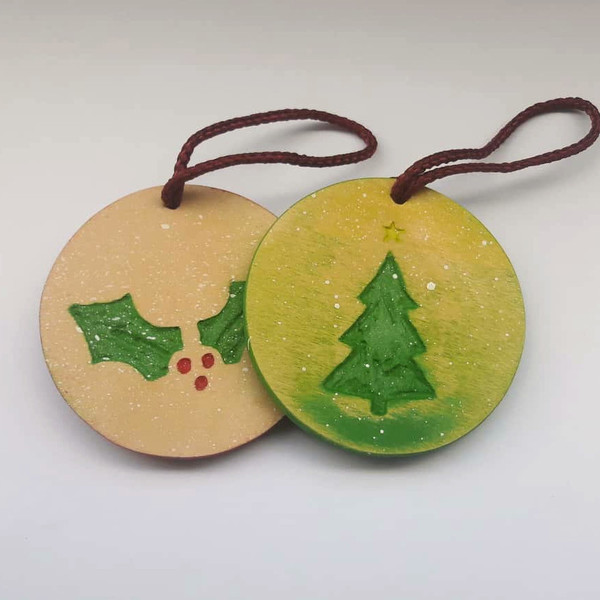 Χριστουγεννιάτικα στολίδια από ανακυκλωμένο ξύλο σετ των 6 - χριστουγεννιάτικο δέντρο, χριστούγεννα, χριστουγεννιάτικα δώρα, στολίδια - 3