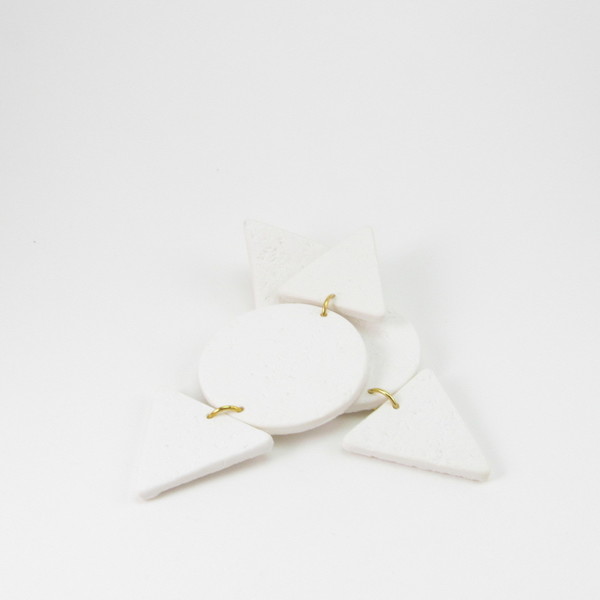 HIPPOLYTA - Λευκά χειροποίητα μίνιμαλ boho σκουλαρίκια καρφωτά από πολυμερικό πηλό - πηλός, γεωμετρικά σχέδια, minimal, καρφωτά, boho - 2