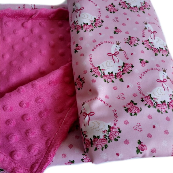 Βρεφική κουβέρτα αγκαλιάς Swans Fucshia - κορίτσι, δώρο, βρεφικά, δώρο γέννησης, κουβέρτες - 3