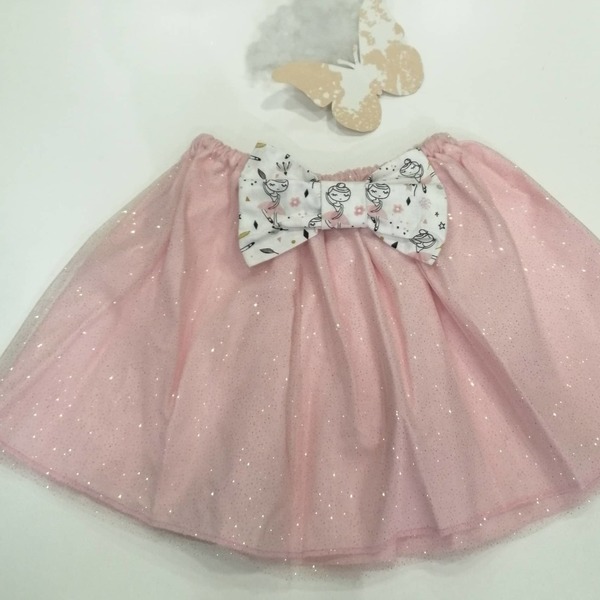 τούλινη φούστα με Glitter - φιόγκος, κορίτσι, γκλίτερ, παιδικά ρούχα, βρεφικά ρούχα, 1-2 ετών - 2