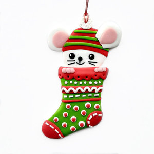 Χριστουγεννιάτικο στολίδι δέντρου ποντικάκι σε κάλτσα - χειροποίητα, χριστουγεννιάτικο, στολίδια