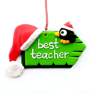 Χριστουγεννιάτικο στολίδι δέντρου για τον δάσκαλο με πιγκουίνο - χειροποίητα, χριστουγεννιάτικο, στολίδια, δώρα για δασκάλες, προσωποποιημένα