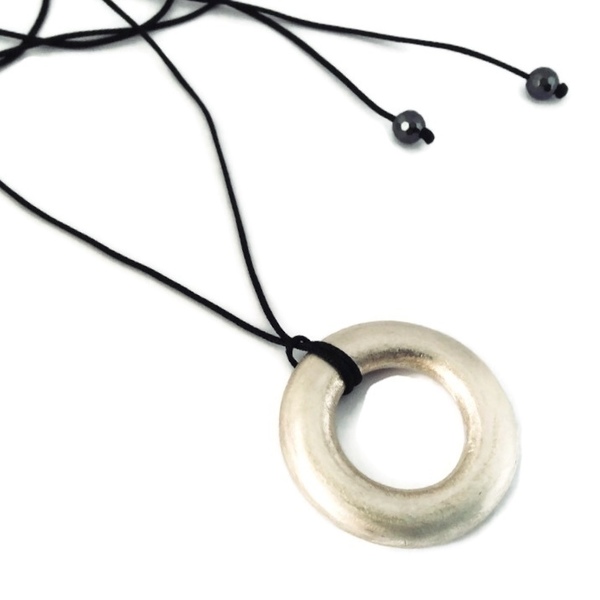 Κολιέ με silver κύκλο - ασήμι, κύκλος, χειροποίητα, μακριά, minimal