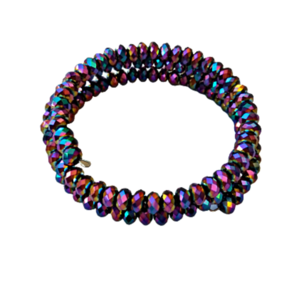 βραχιόλι memory wire τρίσειρο με μοβ κρύσταλλα swarovski - πολύσειρα, σταθερά, χάντρες