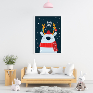 Χριστουγεννιάτικο καδράκι "ο Γιορτινός Αρκούδος με το κόκκινο κασκόλ"|21x30εκ - πίνακες & κάδρα, διακοσμητικά, χριστουγεννιάτικα δώρα - 4
