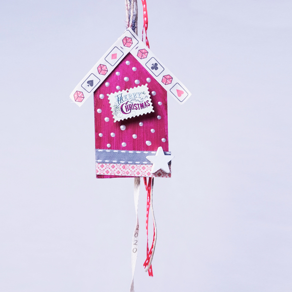 Κόκκινο στολίδι-σπιτάκι "Merry Christmas" - σπίτι, διακόσμηση, χειροποίητα, χριστουγεννιάτικα δώρα, στολίδια - 2