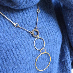 "Minimalistic style" long chain necklace in Black and Silver - ασήμι, μακριά, minimal, μπρούντζος, Black Friday - 5