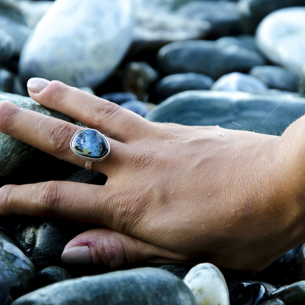 "Blue opal'' silver925 ring - ασήμι, Black Friday, αυξομειούμενα - 5