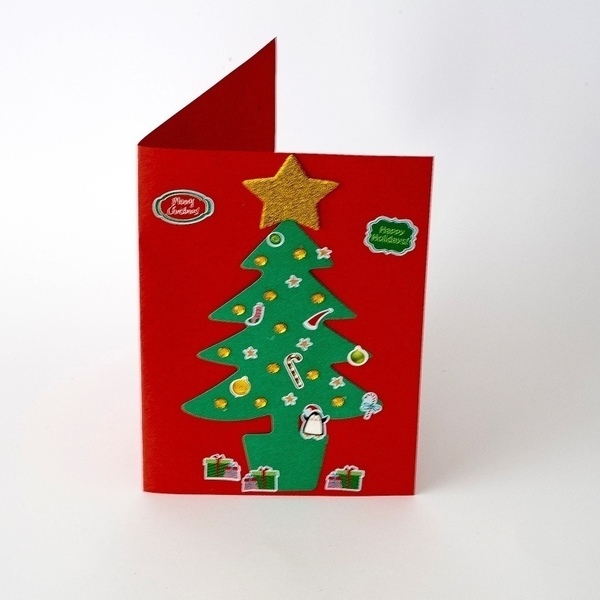 Χριστουγεννιάτικη Κάρτα Δέντρο DIY Σετ Χειροτεχνίας - χειροποίητα, για παιδιά, ευχετήριες κάρτες, δέντρο