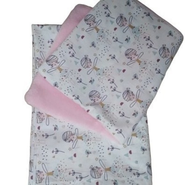 Pink Fairies χειροποίητο σετ κουβερτούλα σεντονάκι μαξιλαροθήκη - βαμβάκι, δώρο, δώρα για μωρά, δώρο γέννησης, κουβέρτες - 2