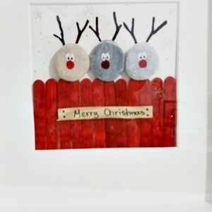 Stone Christmas Frame "Merry Christmas" - πίνακες & κάδρα, χειροποίητα, πέτρες, χριστουγεννιάτικο, διακοσμητικά - 2