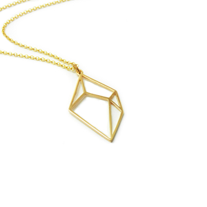 " Origami Necklace " - Χειροποίητο επίχρυσο-επάργυρο μενταγιόν με γεωμετρικό σχέδιο Origami! - επιχρυσωμένα, επάργυρα, minimal, κοντά, φθηνά, μενταγιόν