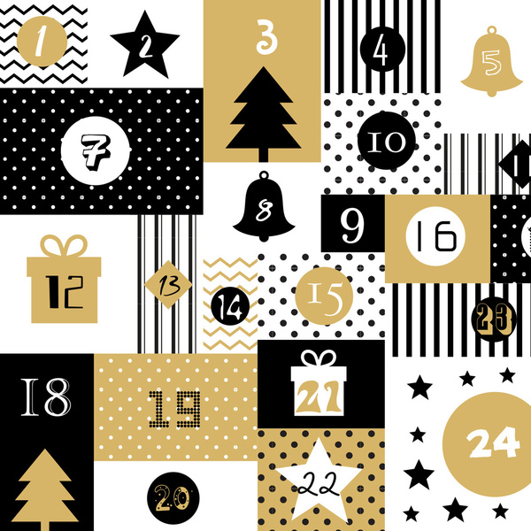 Χριστουγεννιάτικο Καδράκι με "Hμερολόγιο Aντίστροφης Mέτρησης" σε τόνους του μαύρο-χρυσό |21x30 - ξύλο, αστέρι, δώρα για παιδιά, χριστουγεννιάτικα δώρα