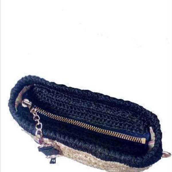Πλεκτή οβάλ τσάντα με σχέδιο με σχέδιο διαμάντι - ώμου, δώρο, χιαστί, πλεκτές τσάντες - 2