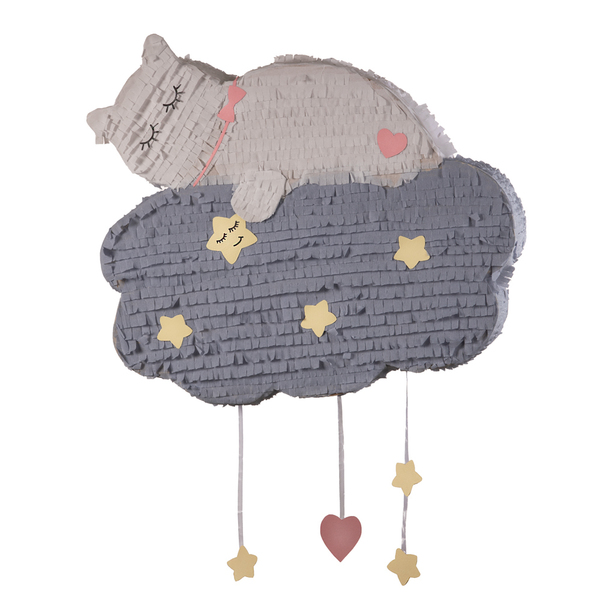 Πινιάτα γάτα πάνω σε σύννεφο ύψος 50 εκ. - γάτα, γενέθλια, πινιάτες, ζωάκια