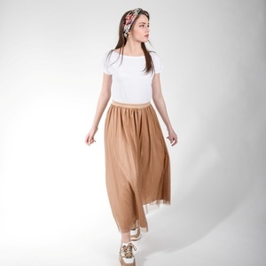 "Mocha" σοκολά τούλινη φούστα (μίντι)