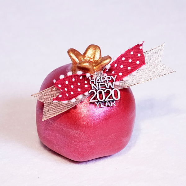 Χειροποίητο Κόκκινο-Γκλιίτερ Κεραμικό Ρόδι 2020 - πηλός, κεραμικό, χειροποίητα, ρόδι, διακοσμητικά, χριστουγεννιάτικα δώρα - 4