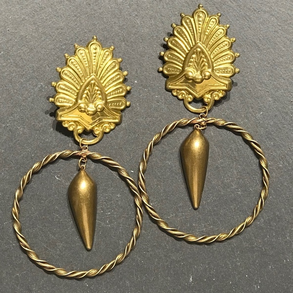 Μακρύ σκουλαρίκι - επιχρυσωμένα, boho, μπρούντζος, faux bijoux
