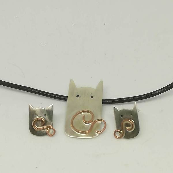 σκουλαρίκια από ασήμι 925 γατάκια - ασήμι, γάτα, καρφωτά - 4