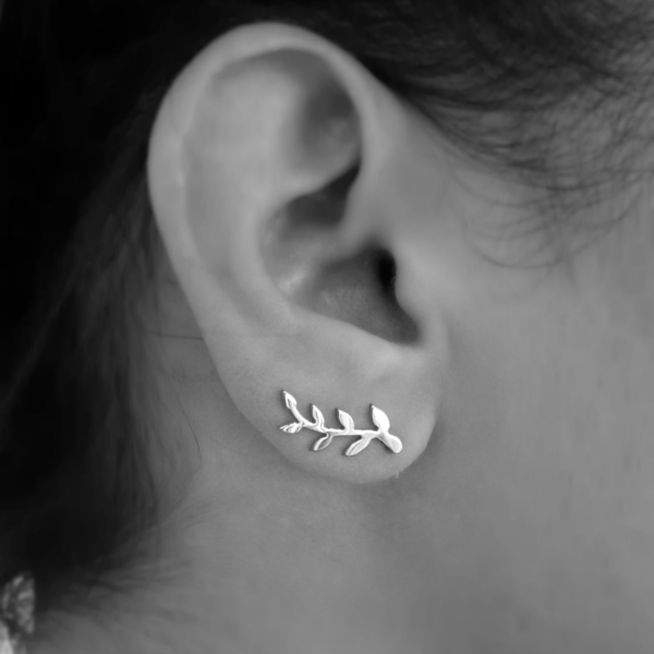 " Fern leaf earrings " Χειροποίητα επίχρυσα-επάργυρα σκουλαρίκια με φύλλα Φτέρης! - ασήμι, επιχρυσωμένα, επάργυρα, φύλλο, μικρά - 2