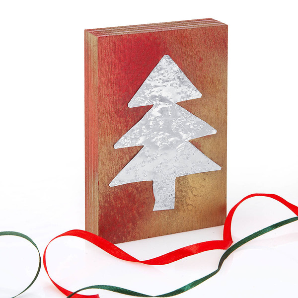Επιτραπέζιο γούρι 22, χριστουγεννιάτικο δένδρο, από σφυρήλατο μέταλλο - ξύλο, γούρια, δέντρο