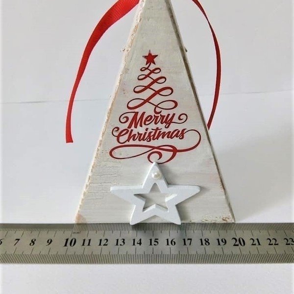 Ξυλινο χριστουγεννιατικο δεντρο χειροποιητο...μασιφ ξυλο με τεχνικη δεκουπαγε - ξύλο, δώρο για τη γιαγιά, δώρο για γιατρό, γούρια - 3