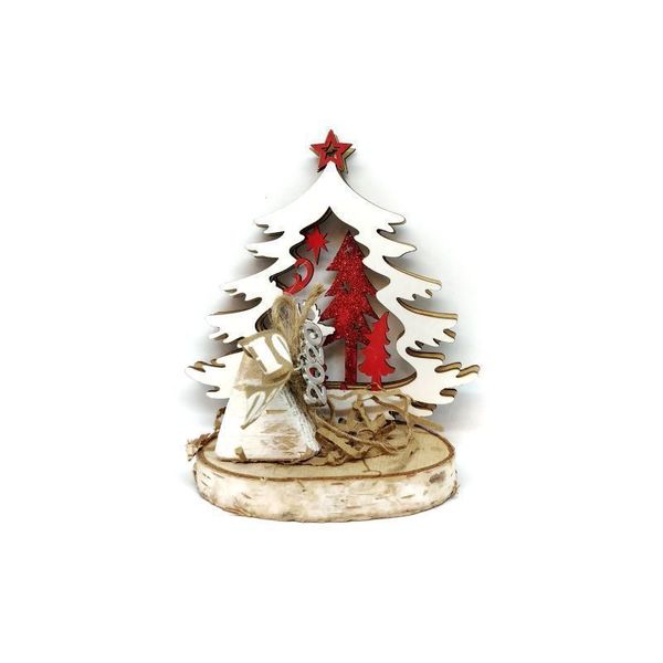 Γούρι ξύλινο / 3D Έλατο, ελάφι - χριστουγεννιάτικο δέντρο, γούρια