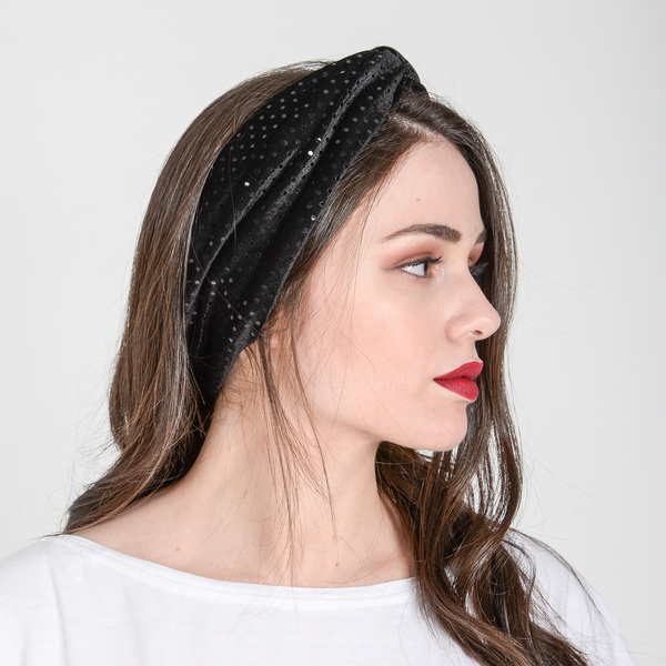 "Velvet Sparkle" βελούδινο headband με λαμπερές λεπτομέρειες - πουά, κορδέλες μαλλιών, headbands