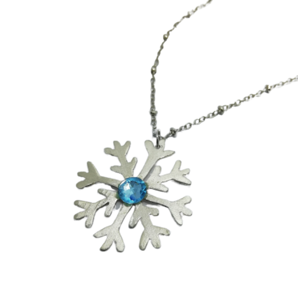 Snowflakes#2 - ημιπολύτιμες πέτρες, επάργυρα, κοντά, χριστουγεννιάτικα δώρα