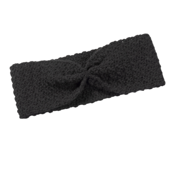 Μαύρη πλεκτή χειροποίητη κορδέλα με σούρα - τουρμπάνι, headbands