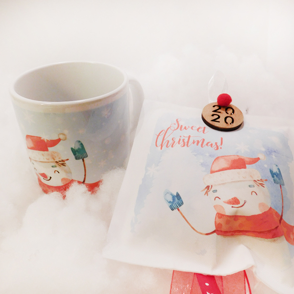 Χριστουγεννιάτικο σετ με κούπα και γούρι - χιονάνθρωπος, χριστουγεννιάτικα δώρα, κούπες & φλυτζάνια, σετ δώρου, γούρια