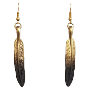Μακριά Σκουλαρίκια Φτερά όμπρε χρυσό με μαύρο, ελαφριά - φτερό, δώρο, μακριά, κρεμαστά, faux bijoux