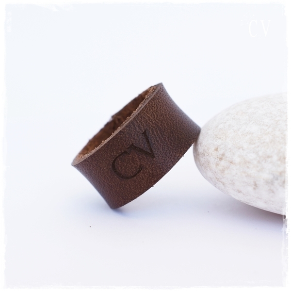 Προσωποποιημένο Ανδρικό Δερμάτινο Δαχτυλίδι με Γαζί - δέρμα, δαχτυλίδια, personalised, βεράκια - 2