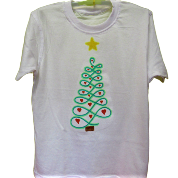 Παιδικό μπλουζάκι - βαμβάκι, ζωγραφισμένα στο χέρι, χριστουγεννιάτικο, παιδικά ρούχα