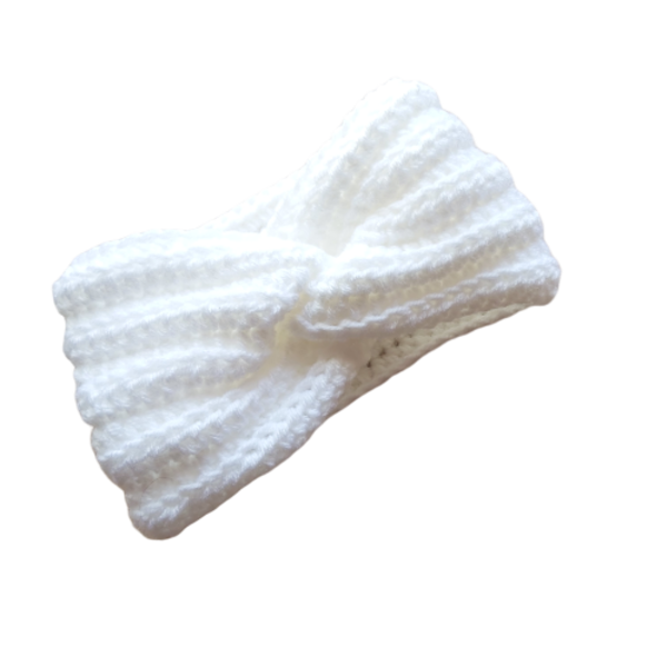 Στριφτή λευκή πλεκτή κορδέλα - κορδέλα, headbands