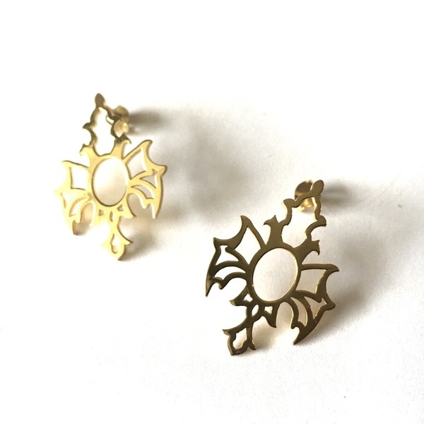 Gothic earrings - ασήμι, επιχρυσωμένα, ορείχαλκος, καρφωτά, δώρα για γυναίκες