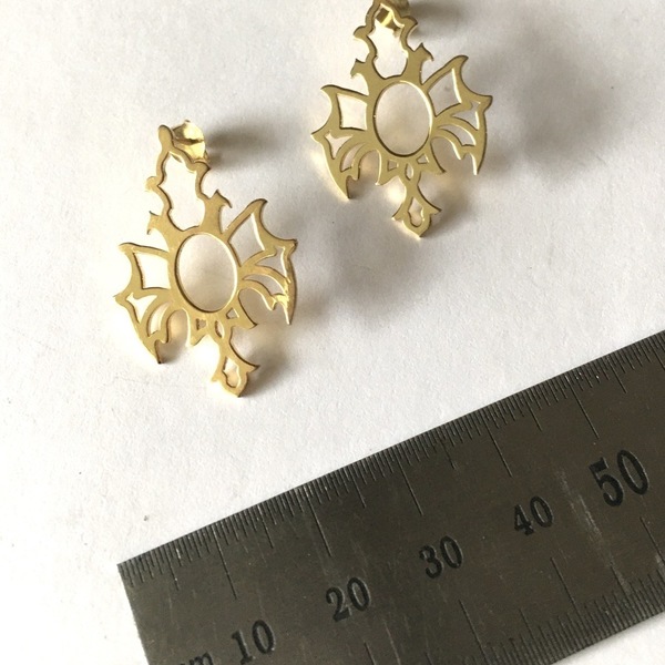 Gothic earrings - ασήμι, επιχρυσωμένα, ορείχαλκος, καρφωτά, δώρα για γυναίκες - 2
