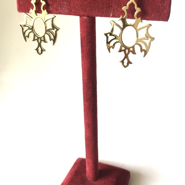 Gothic earrings - ασήμι, επιχρυσωμένα, ορείχαλκος, καρφωτά, δώρα για γυναίκες - 3