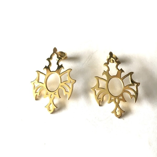 Gothic earrings - ασήμι, επιχρυσωμένα, ορείχαλκος, καρφωτά, δώρα για γυναίκες - 4