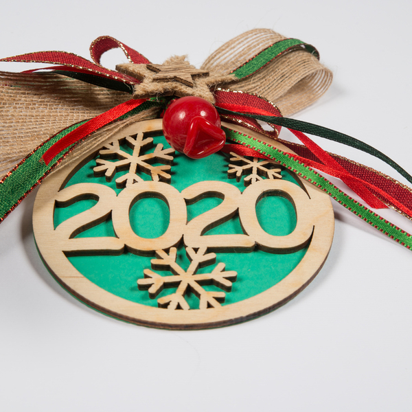 Γούρι - στολίδι, ξύλινο 2020 - γούρι, δώρο, στολίδι δέντρου, γούρια