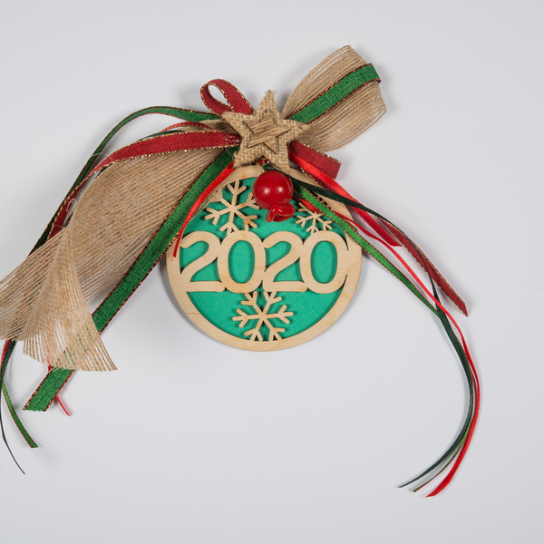 Γούρι - στολίδι, ξύλινο 2020 - γούρι, δώρο, στολίδι δέντρου, γούρια - 2